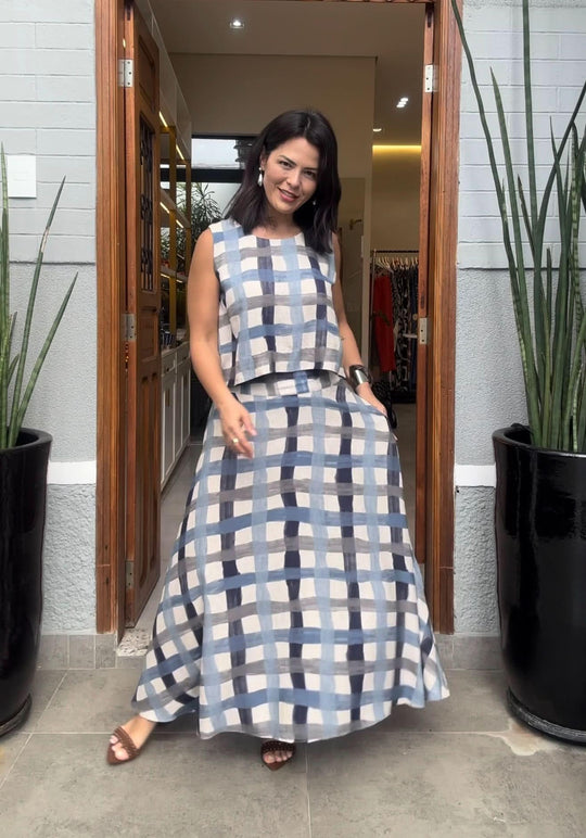 Conjunto de Saia Madras EZILDINHA (PRÉ VENDA)