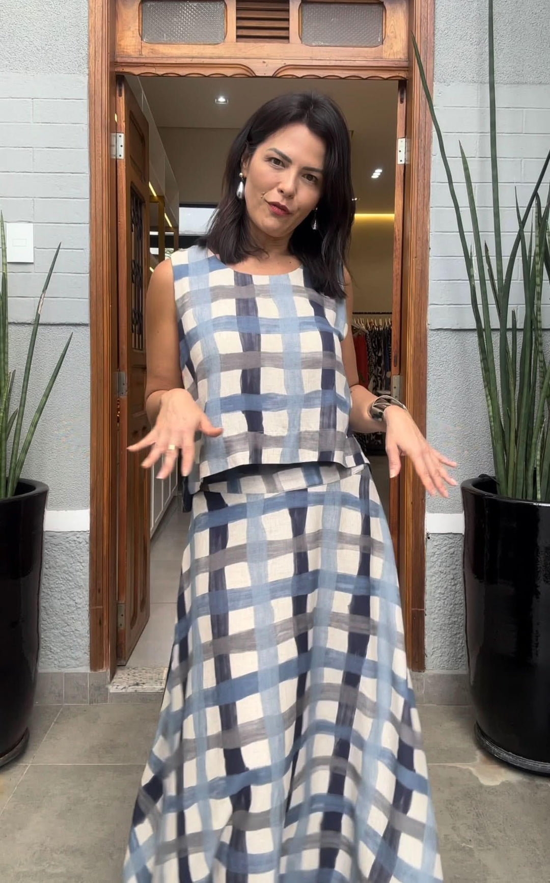 Conjunto de Saia Madras EZILDINHA (PRÉ VENDA)