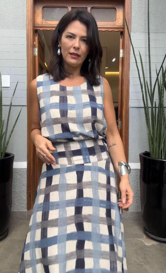 Conjunto de Saia Madras EZILDINHA (PRÉ VENDA)