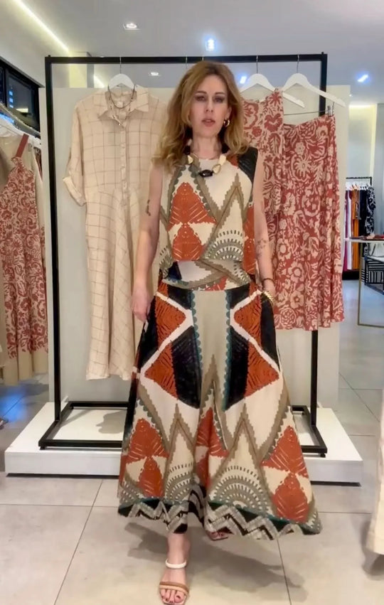 Conjunto de Saia Viscose com Seda EZILDINHA (PRÉ-VENDA)