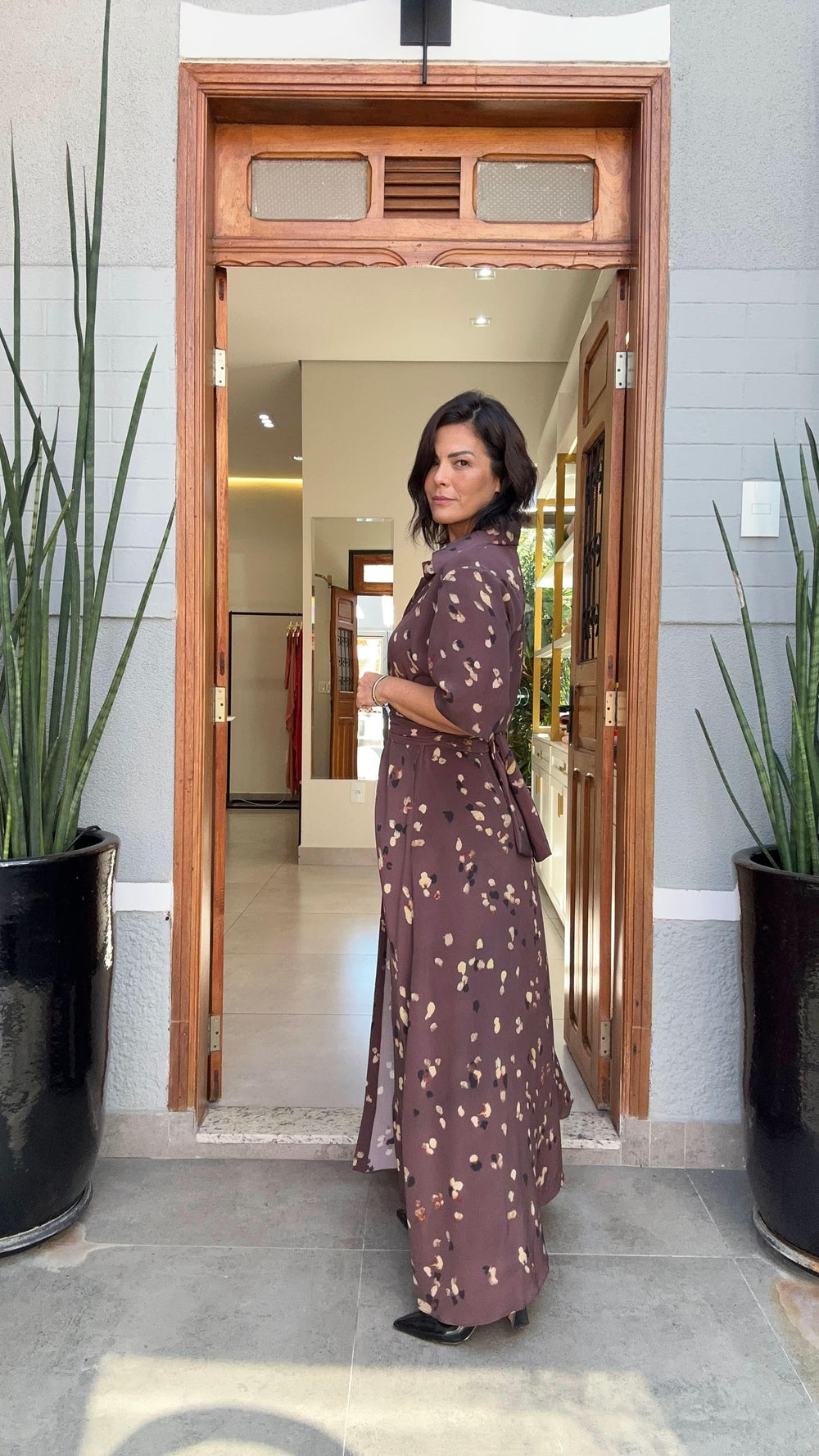 Vestido Chemisier Seda Pura Uva EZILDINHA