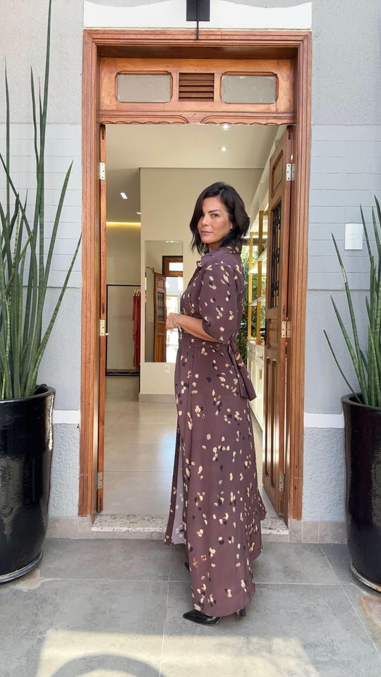 Vestido Chemisier Seda Pura Uva EZILDINHA