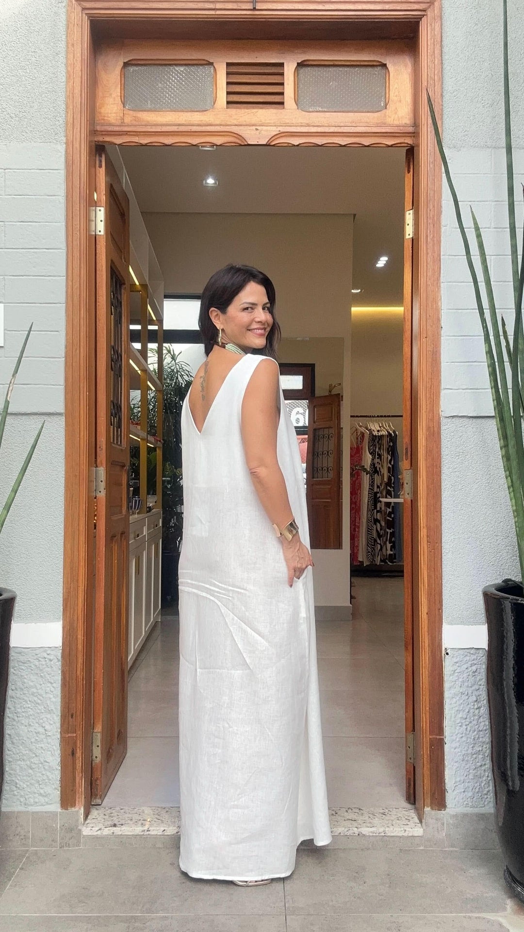 Vestido Paula Linho Off White EZILDINHA
