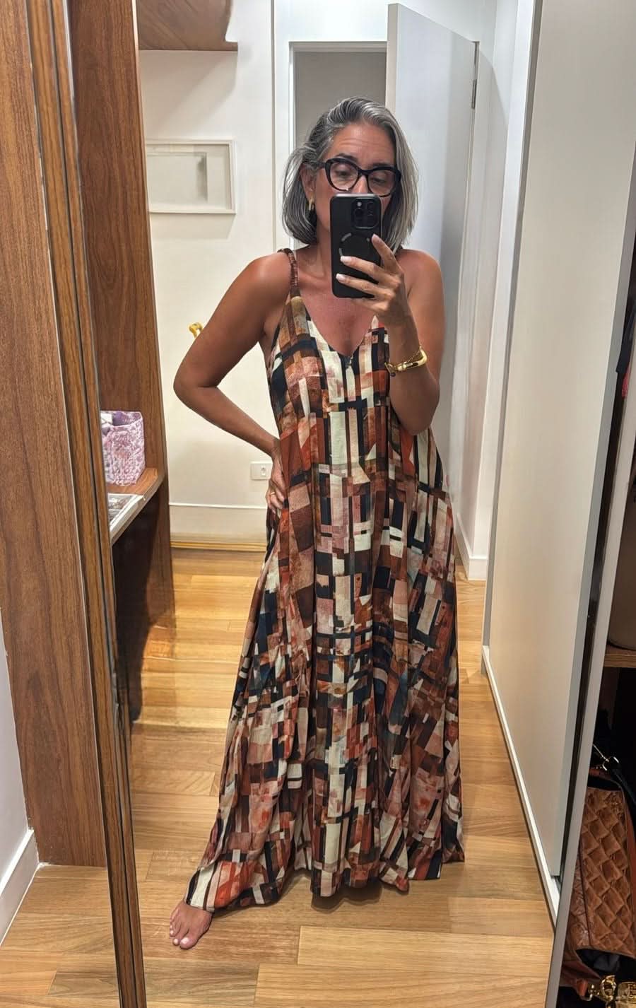 Vestido Alça Longo Estampa Detroit EZILDINHA