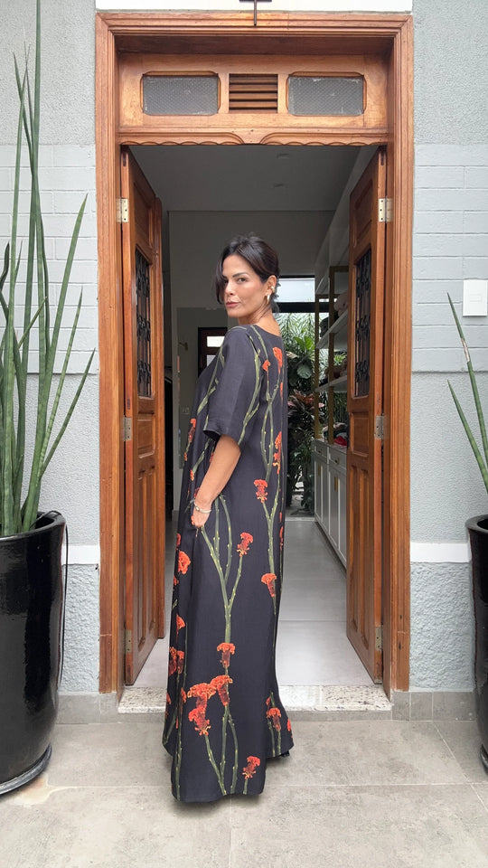 Vestido T-Shirt Maxi Flor EZILDINHA