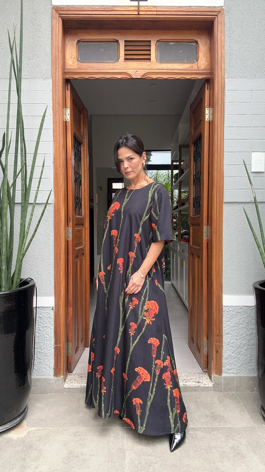 Vestido T-Shirt Maxi Flor EZILDINHA