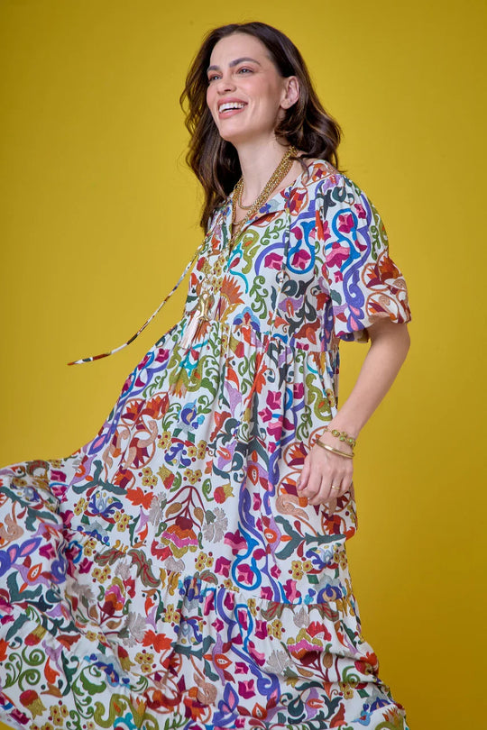 (PRÉ-VENDA) Vestido Tapeçaria em Viscose com Seda EZILDINHA