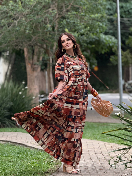 Vestido Camila Estampa Detroit EZILDINHA