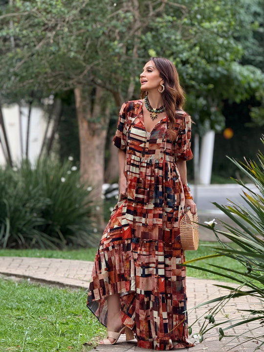 Vestido Camila Estampa Detroit EZILDINHA