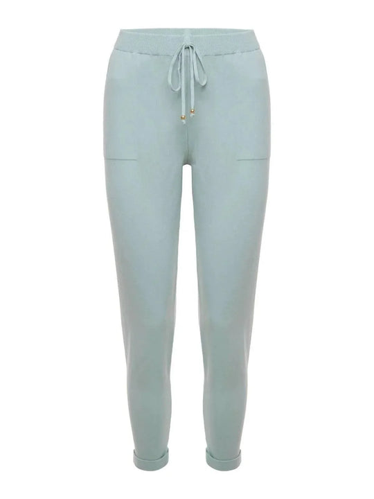 Calça em Tricô com Barra Italiana Verde ÁguaAmbicione by ALSELMIThe Boutique