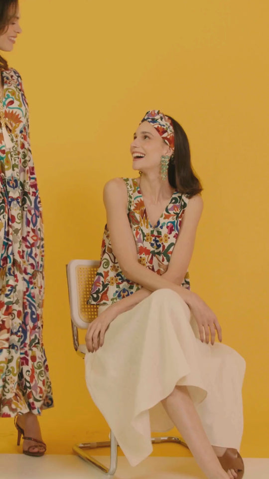 (PRÉ-VENDA) Vestido Tapeçaria em Viscose com Seda EZILDINHA