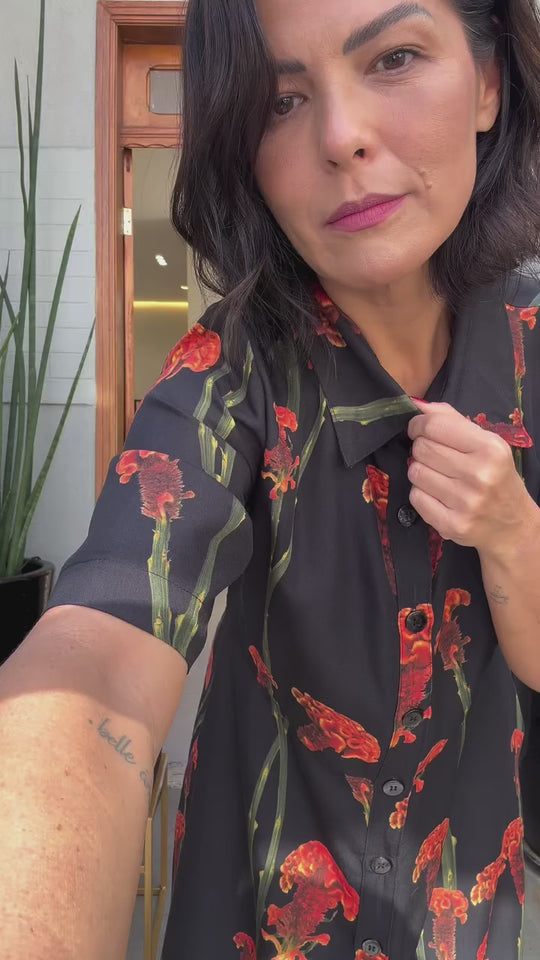 Vestido Chemisier Viscose Flor EZILDINHA