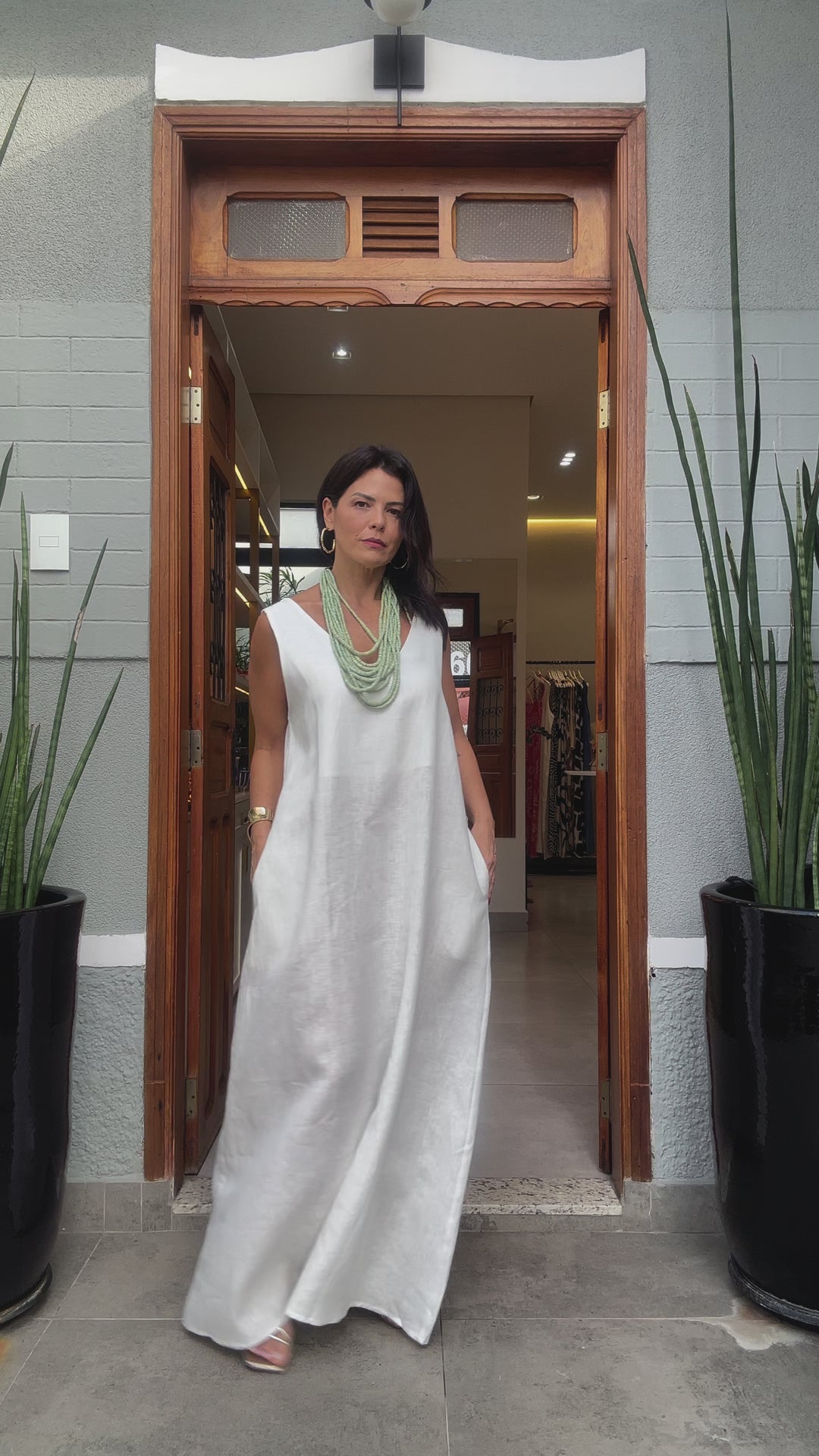 Vestido Paula Linho Off White EZILDINHA