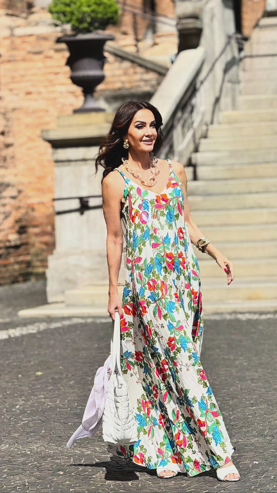 Vestido Alça Longo Estampa Garden EZILDINHA