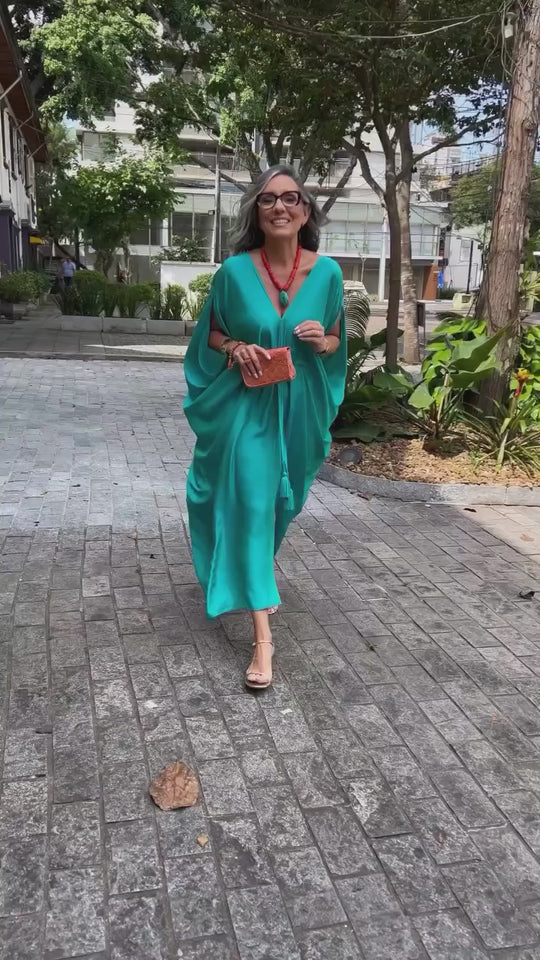 Vestido Paula Linho Verde Grama EZILDINHA