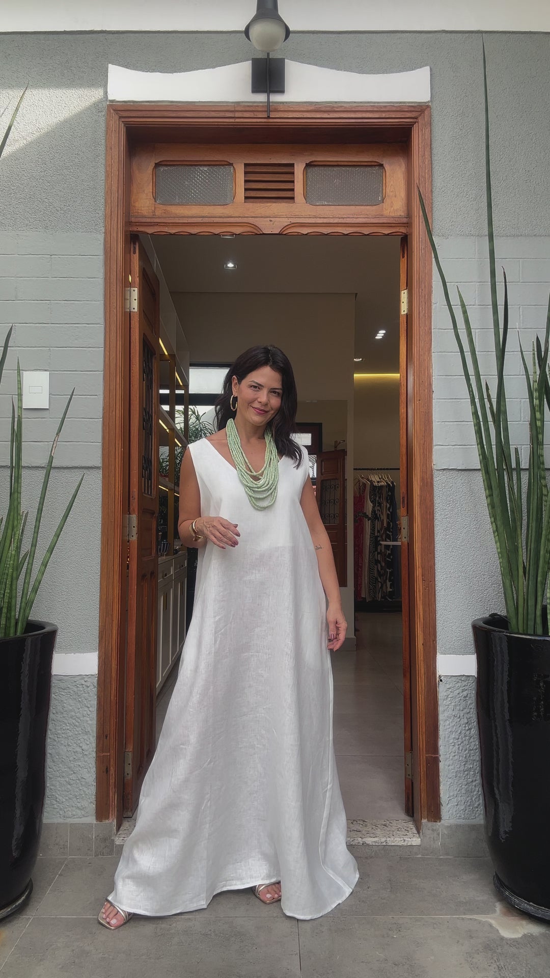 Vestido Paula Linho Off White EZILDINHA