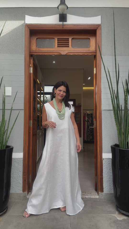 Vestido Paula Linho Off White EZILDINHA