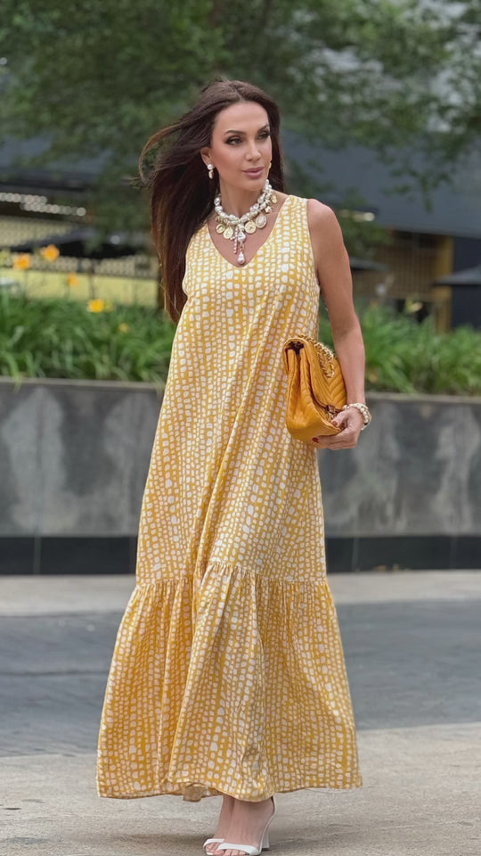 Vestido Pedrinhas Amarelo EZILDINHA