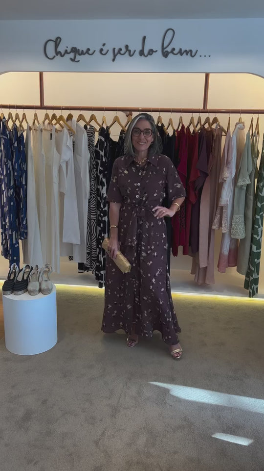 Vestido Chemisier Seda Pura Uva EZILDINHA